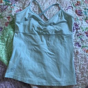 light blue athletic top with built in bra